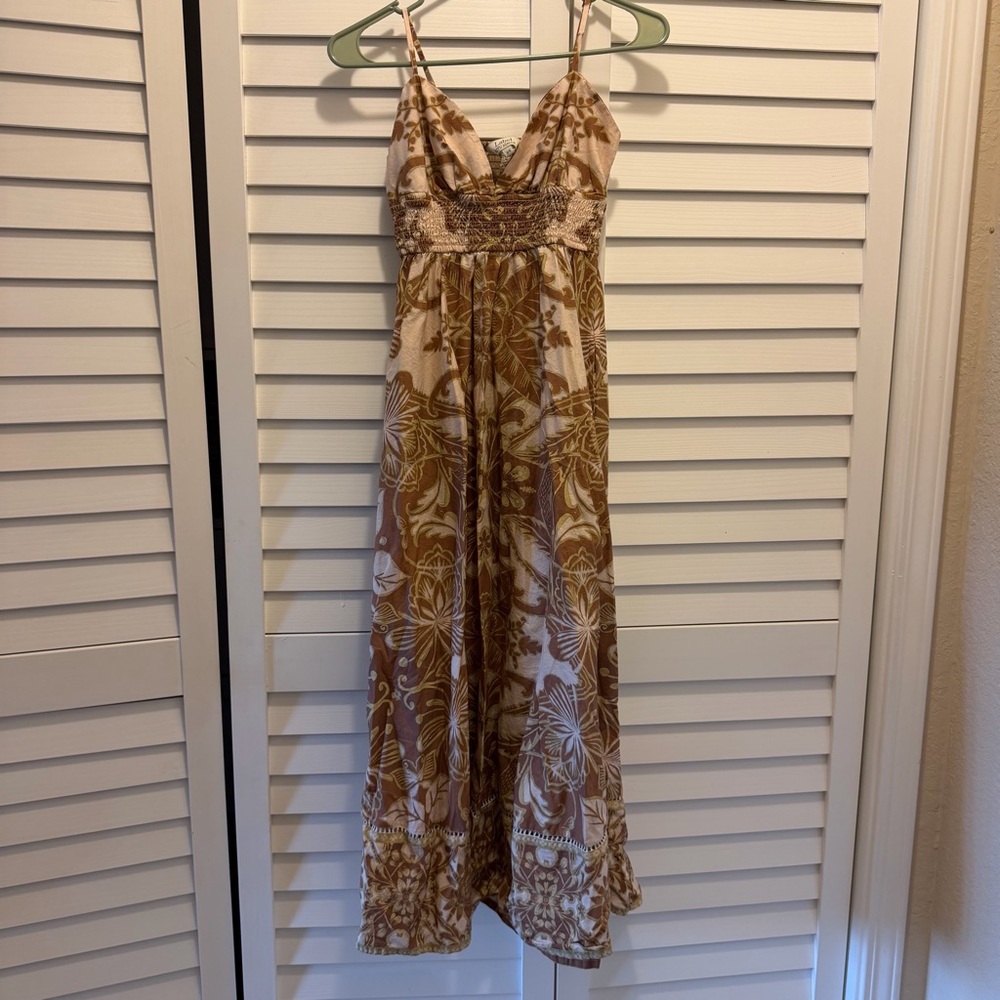 Label Ritukumar Brown and Cream Floral Maxi Dress